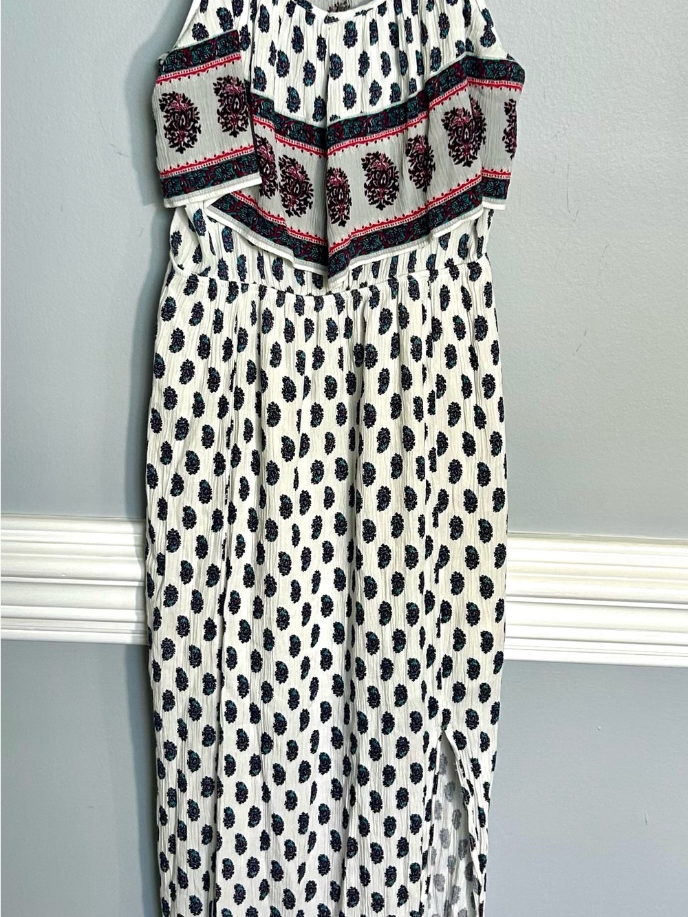 Boho Maxi White Printed Dress